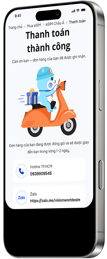 Màn hình minh họa bước 2 SIM vật lý: Thanh toán và nhận SIM