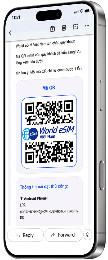 Màn hình minh họa bước 3 eSIM: Quét mã QR để cài đặt eSIM