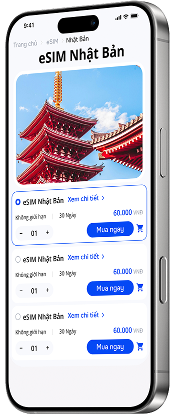 Màn hình minh họa bước 1 eSIM: Chọn gói phù hợp trên điện thoại