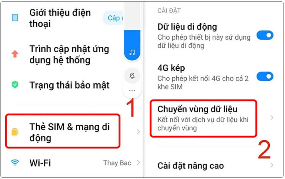 Đăng ký Roaming trên điện thoại Android