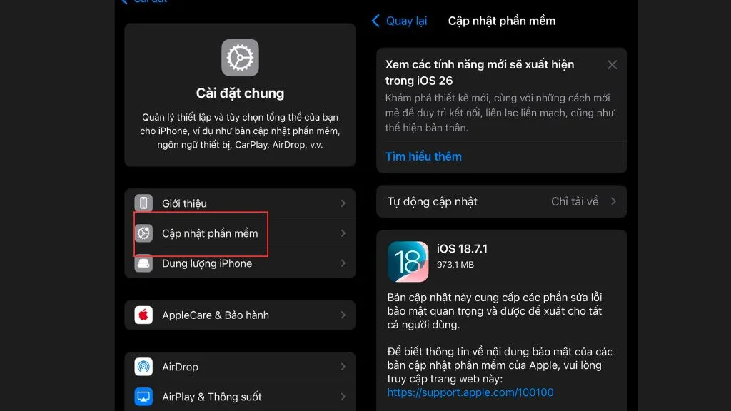 Cập nhật phần mềm phiên bản mới nhất để kích hoạt eSim