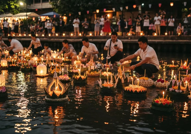 Hàng nghìn chiếc Krathong tỏa sáng trên dòng sông Ping