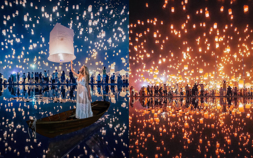 Sông Ping bừng sáng trong khoảnh khắc cầu nguyện