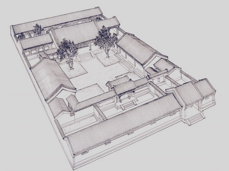 Cấu trúc tư hợp phòng với thiết kế 1 sân