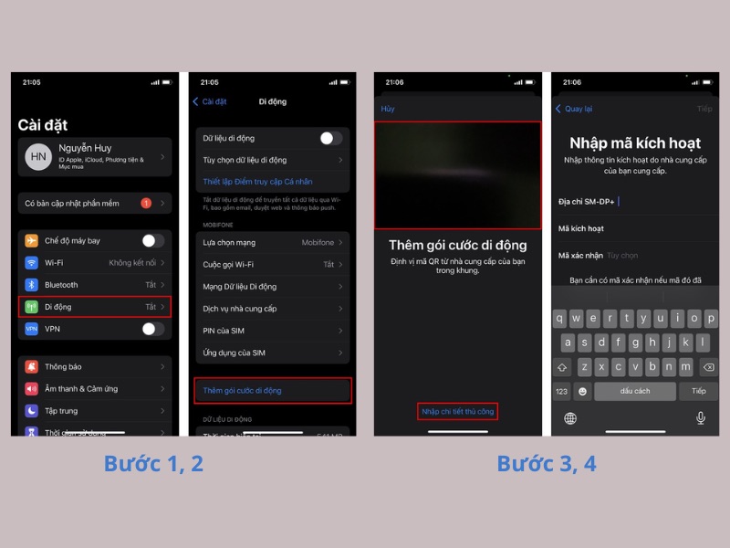Kích hoạt eSIM trên iPhone