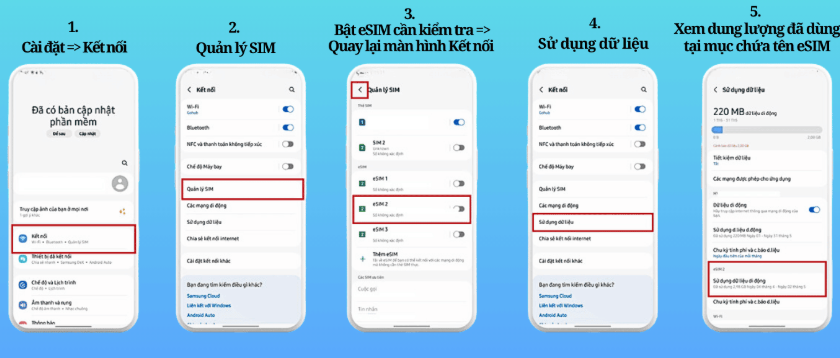 Kiểm tra dung lượng data eSIM trên Androi
